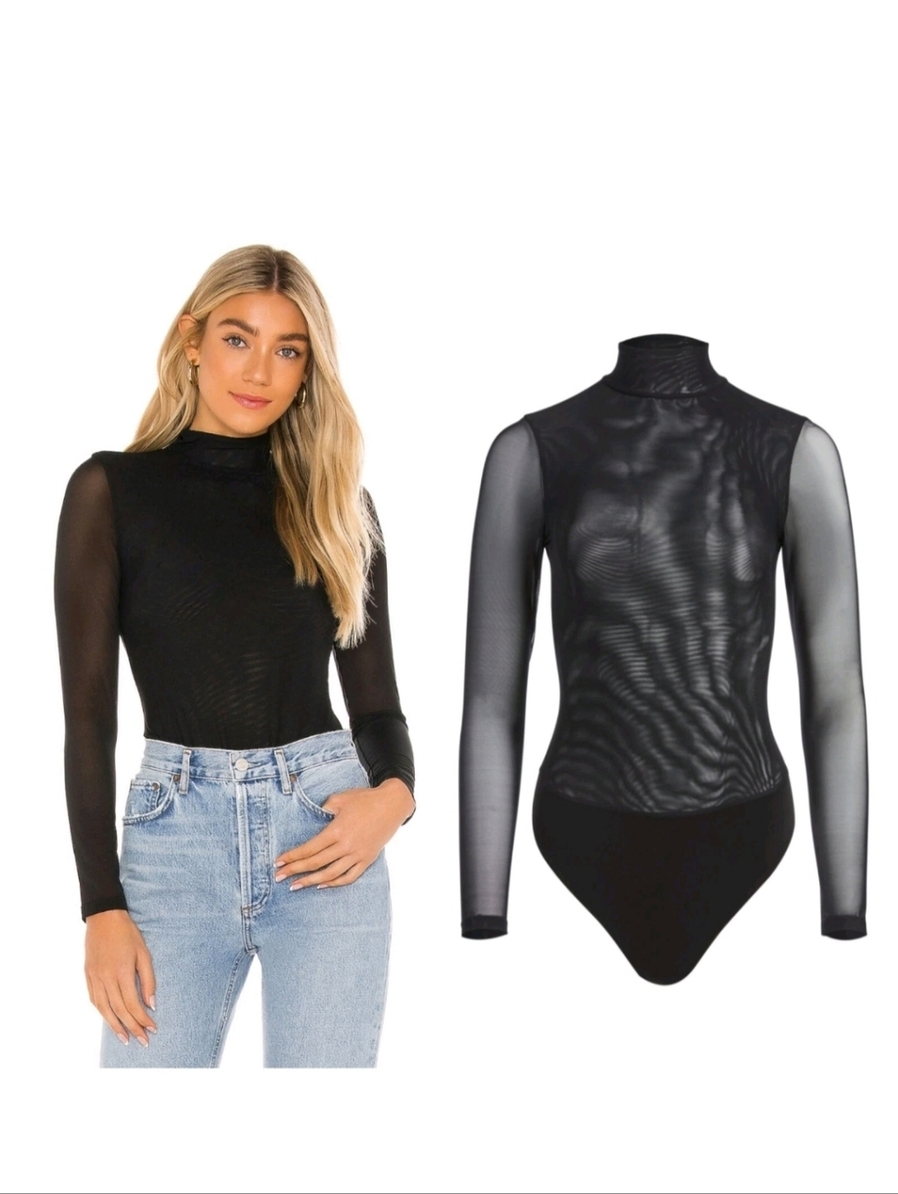 Alice + Olivia Clarinda Turtleneck Long Sleeve Bodysuit Size XL NWT
